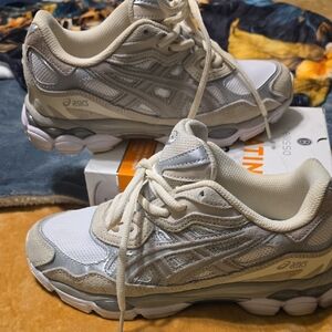 Asics Kids White and Silver Sneakers